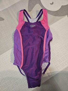 Speedo Girls' Purple & Pink One-Piece Swimsuit
